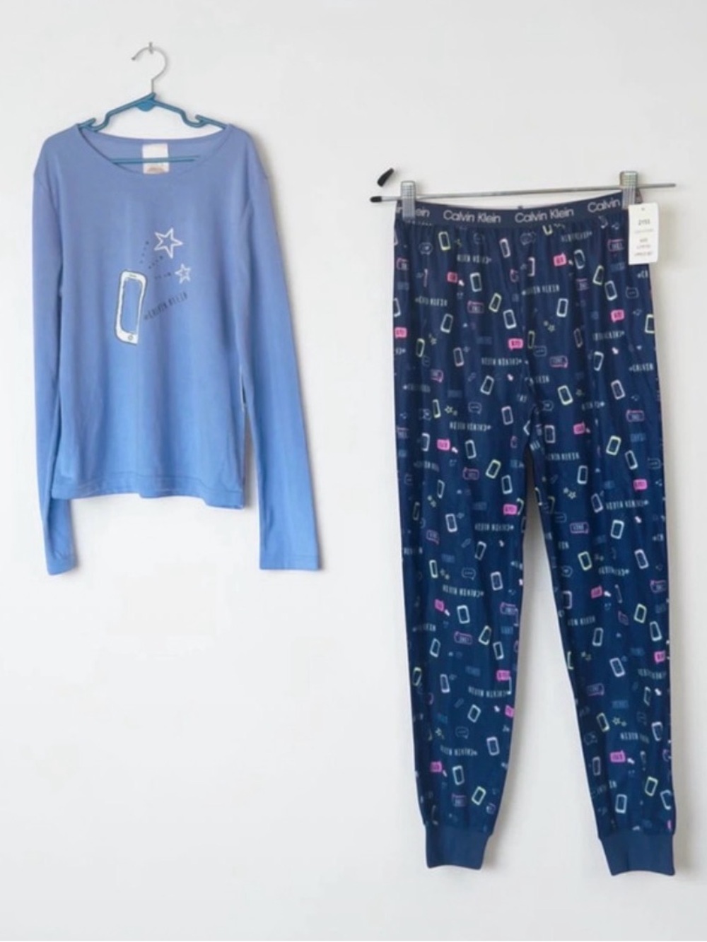 New Calvin Klein Kids Girl's Blue Pajama Set Size L